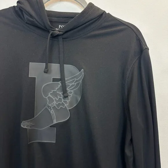Polo Ralph Lauren P Wing Performance Black Hooded Long Sleeve T Shirt Medium - Picture 5 of 16